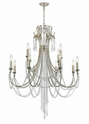 Crystorama - ARC-1909-SA-CL-MWP - 12 Light Chandelier - Arcadia - Antique Silver