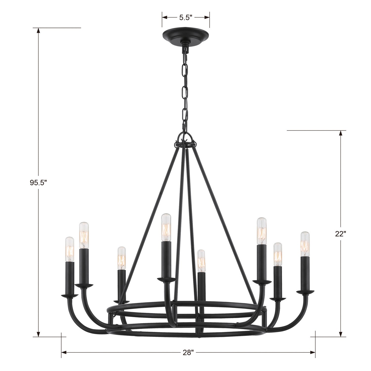 Crystorama - BAI-A2108-MK - Eight Light Chandelier - Bailey - Matte Black