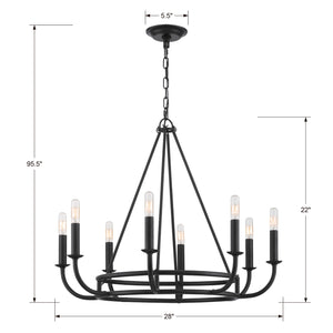 Crystorama - BAI-A2108-MK - Eight Light Chandelier - Bailey - Matte Black