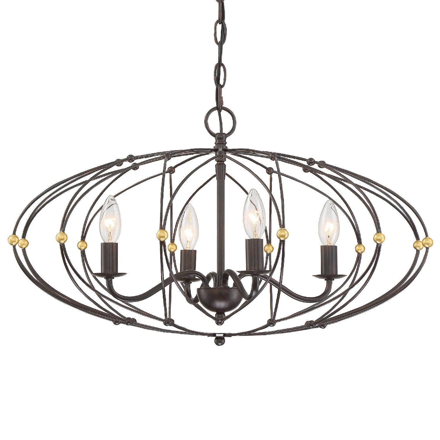 Crystorama - ZUC-A9034-EB-GA - Four Light Chandelier - Zucca - English Bronze / Antique Gold