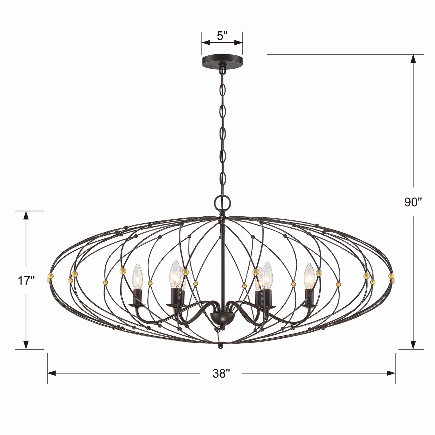 Crystorama - ZUC-A9036-EB-GA - Six Light Chandelier - Zucca - English Bronze / Antique Gold