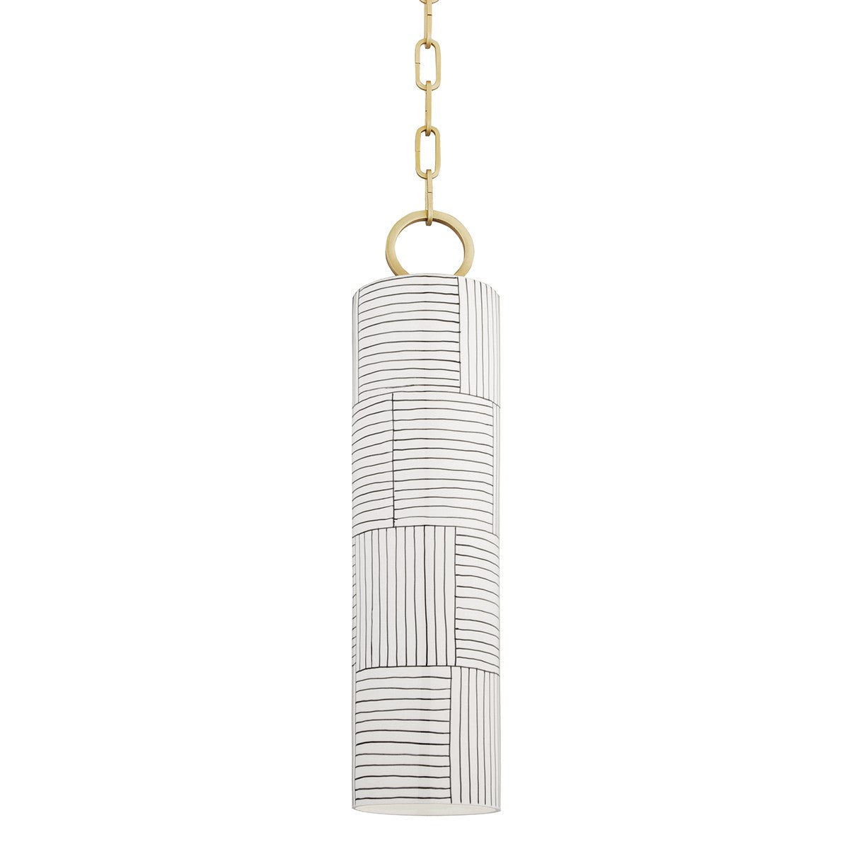 Hudson Valley - 2384-AGB/ST - One Light Pendant - Brookville - Aged Brass/Stripe Combo