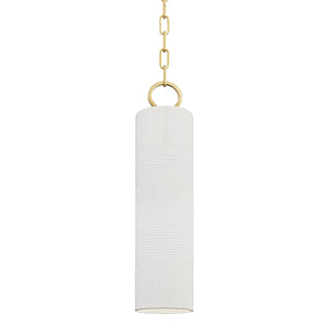 Hudson Valley - 2384-AGB/WH - One Light Pendant - Brookville - Aged Brass/Soft Off White