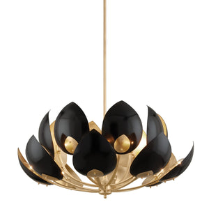 Hudson Valley - 5739-GL/BK - 16 Light Chandelier - Lotus - Gold Leaf/Black