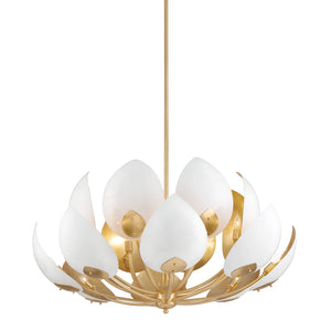 Hudson Valley - 5739-GL/WH - 16 Light Chandelier - Lotus - Gold Leaf/White