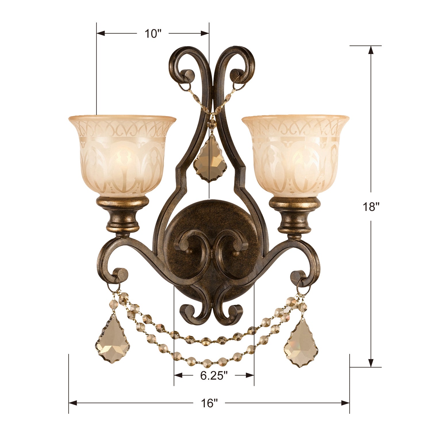 Crystorama - 7502-BU-GT-S - Two Light Wall Sconce - Norwalk - Bronze Umber