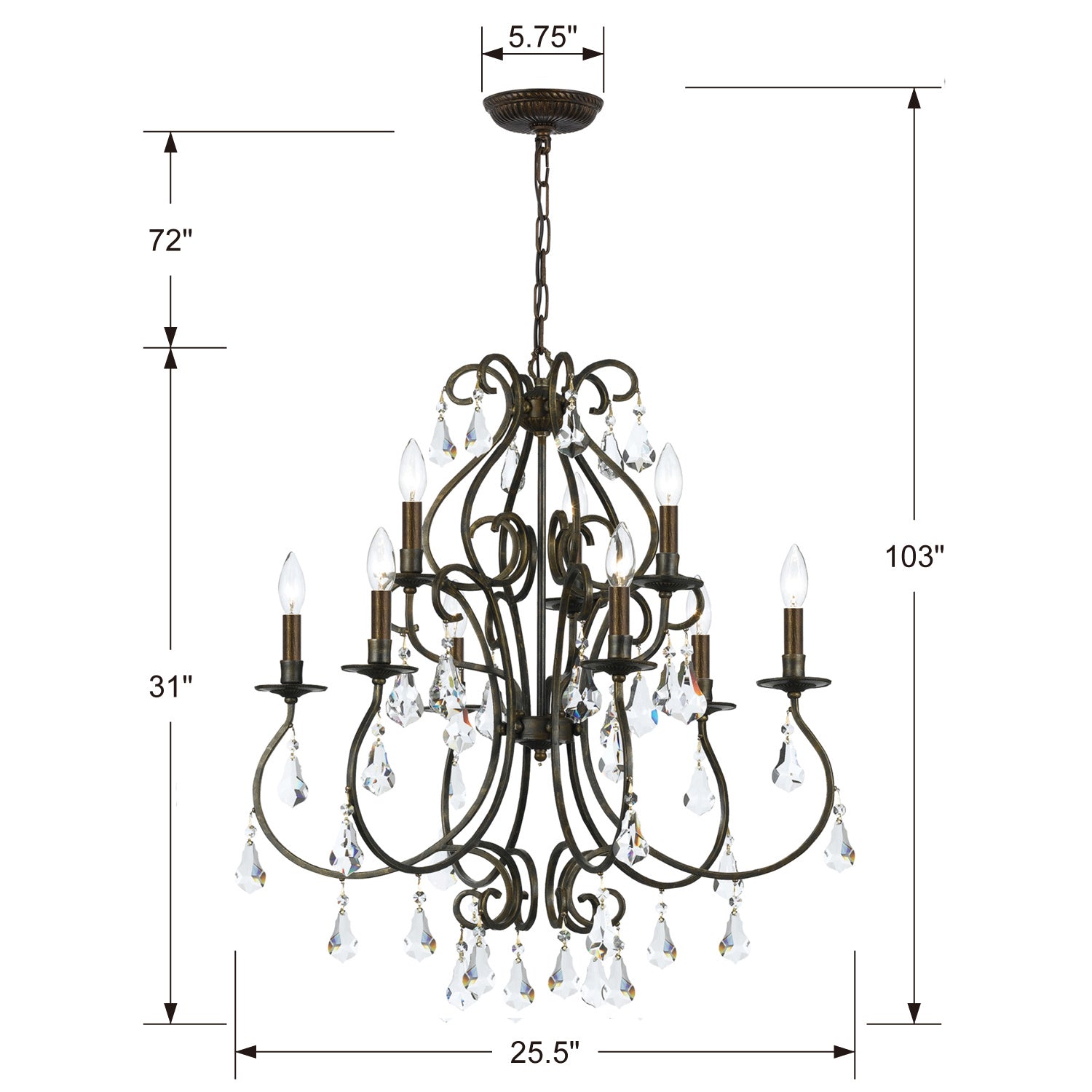 Crystorama - 5019-EB-CL-S - Nine Light Chandelier - Ashton - English Bronze