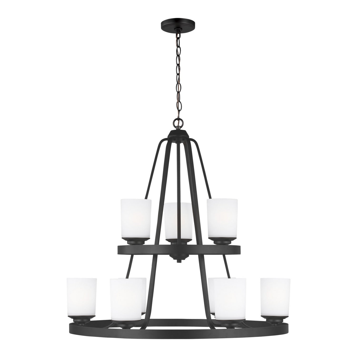 Generation Lighting. - 3130709-112 - Nine Light Chandelier - Kemal - Midnight Black