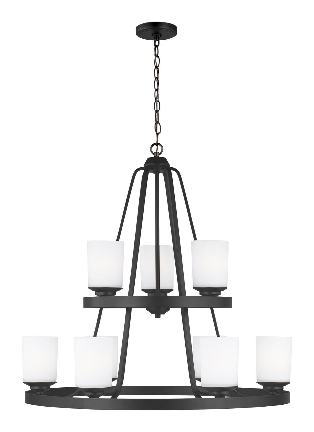 Generation Lighting. - 3130709EN3-112 - Nine Light Chandelier - Kemal - Midnight Black