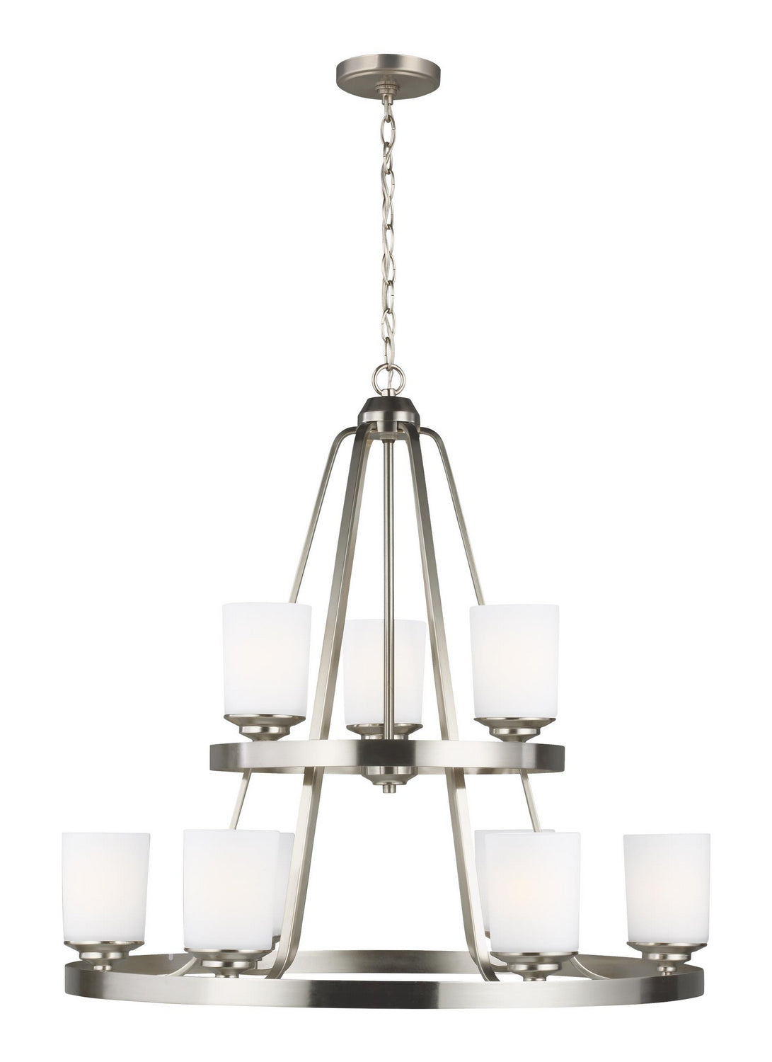 Generation Lighting. - 3130709EN3-962 - Nine Light Chandelier - Kemal - Brushed Nickel