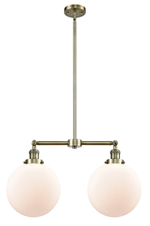 Innovations - 209-AB-G201-10 - Two Light Island Pendant - Franklin Restoration - Antique Brass