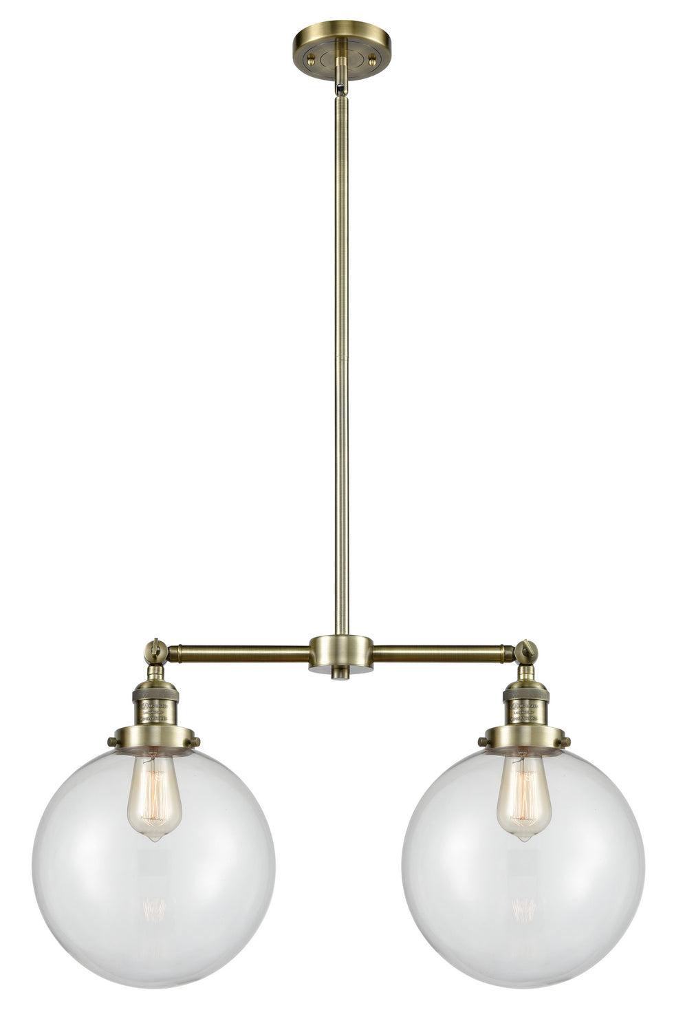 Innovations - 209-AB-G202-10 - Two Light Island Pendant - Franklin Restoration - Antique Brass