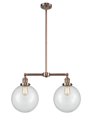 Innovations - 209-AC-G202-10 - Two Light Island Pendant - Franklin Restoration - Antique Copper