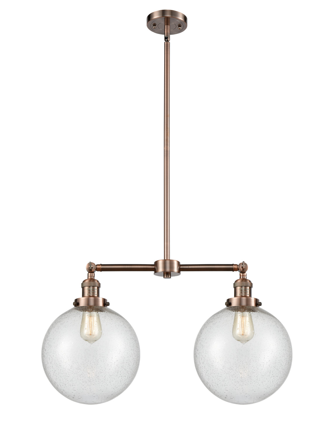 Innovations - 209-AC-G204-10 - Two Light Island Pendant - Franklin Restoration - Antique Copper