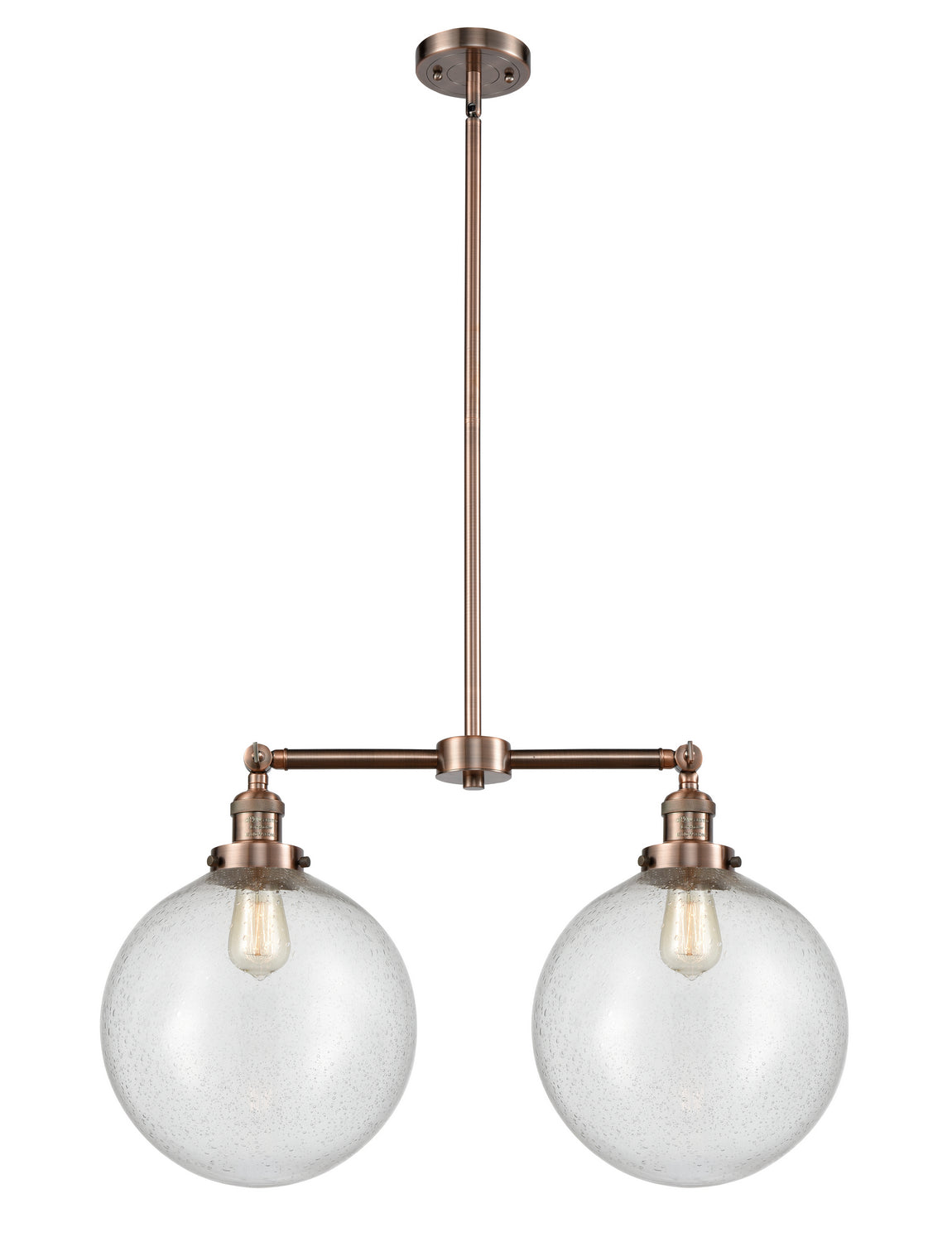 Innovations - 209-AC-G204-12 - Two Light Island Pendant - Franklin Restoration - Antique Copper