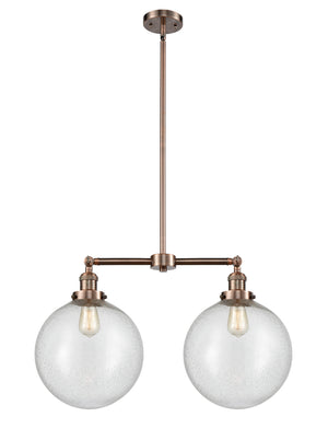 Innovations - 209-AC-G204-12 - Two Light Island Pendant - Franklin Restoration - Antique Copper