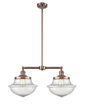 Innovations - 209-AC-G544 - Two Light Island Pendant - Franklin Restoration - Antique Copper