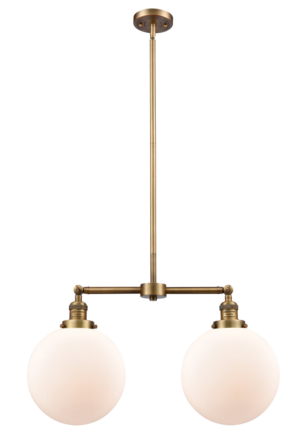 Innovations - 209-BB-G201-10 - Two Light Island Pendant - Franklin Restoration - Brushed Brass