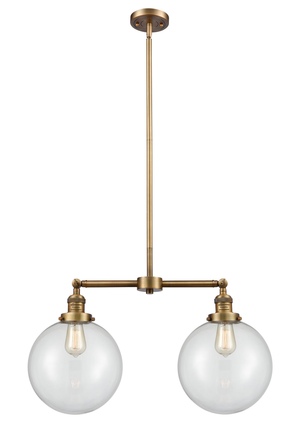 Innovations - 209-BB-G202-10 - Two Light Island Pendant - Franklin Restoration - Brushed Brass