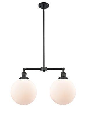 Innovations - 209-BK-G201-10 - Two Light Island Pendant - Franklin Restoration - Matte Black