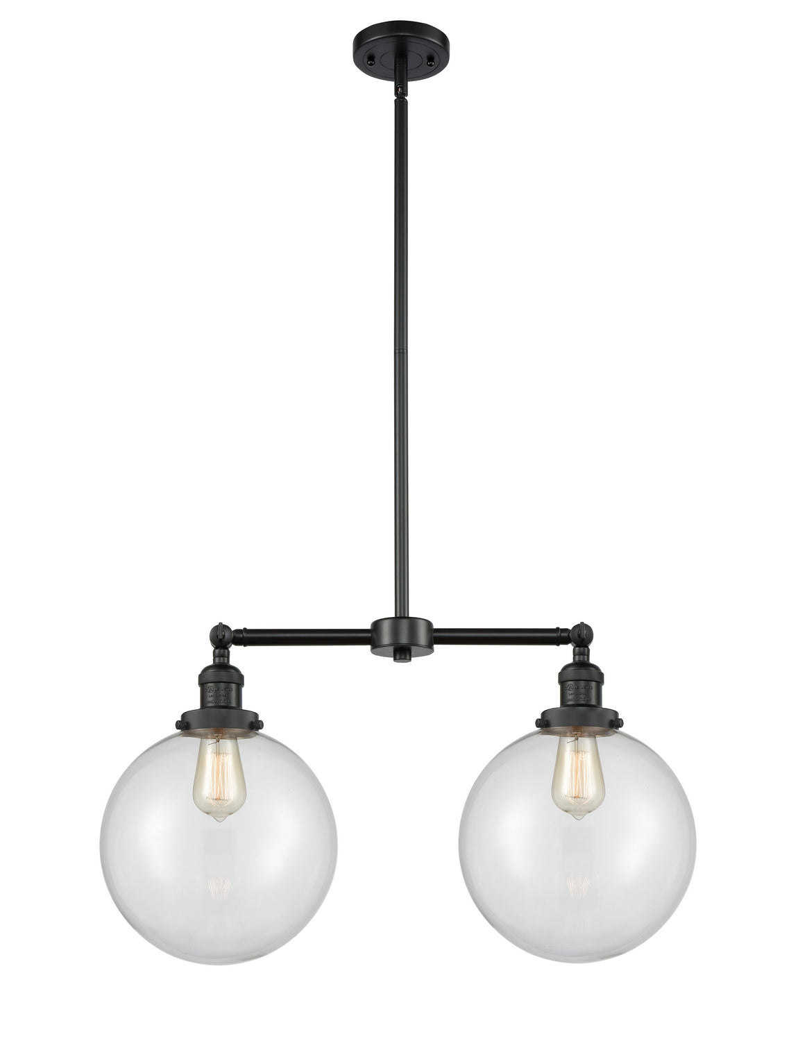 Innovations - 209-BK-G202-10 - Two Light Island Pendant - Franklin Restoration - Matte Black