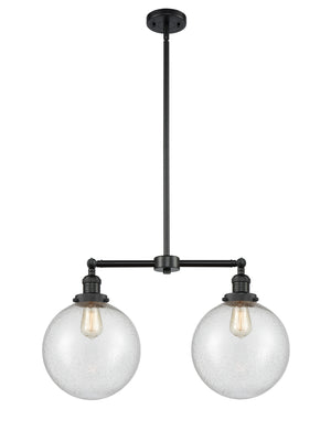 Innovations - 209-BK-G204-10 - Two Light Island Pendant - Franklin Restoration - Matte Black