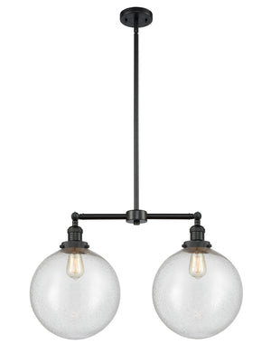 Innovations - 209-BK-G204-12 - Two Light Island Pendant - Franklin Restoration - Matte Black