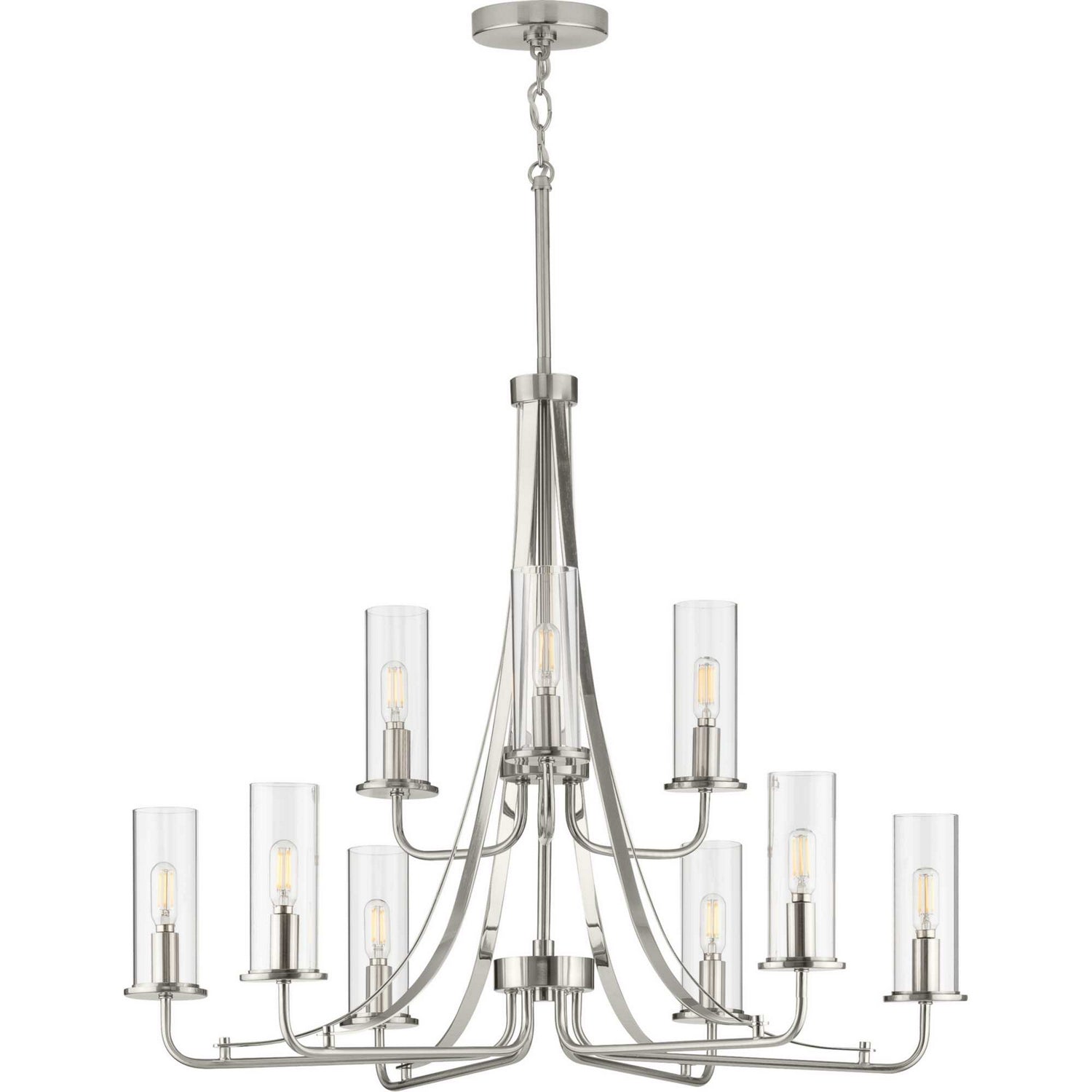 Progress Lighting - P400210-009 - Nine Light Chandelier - Riley - Brushed Nickel