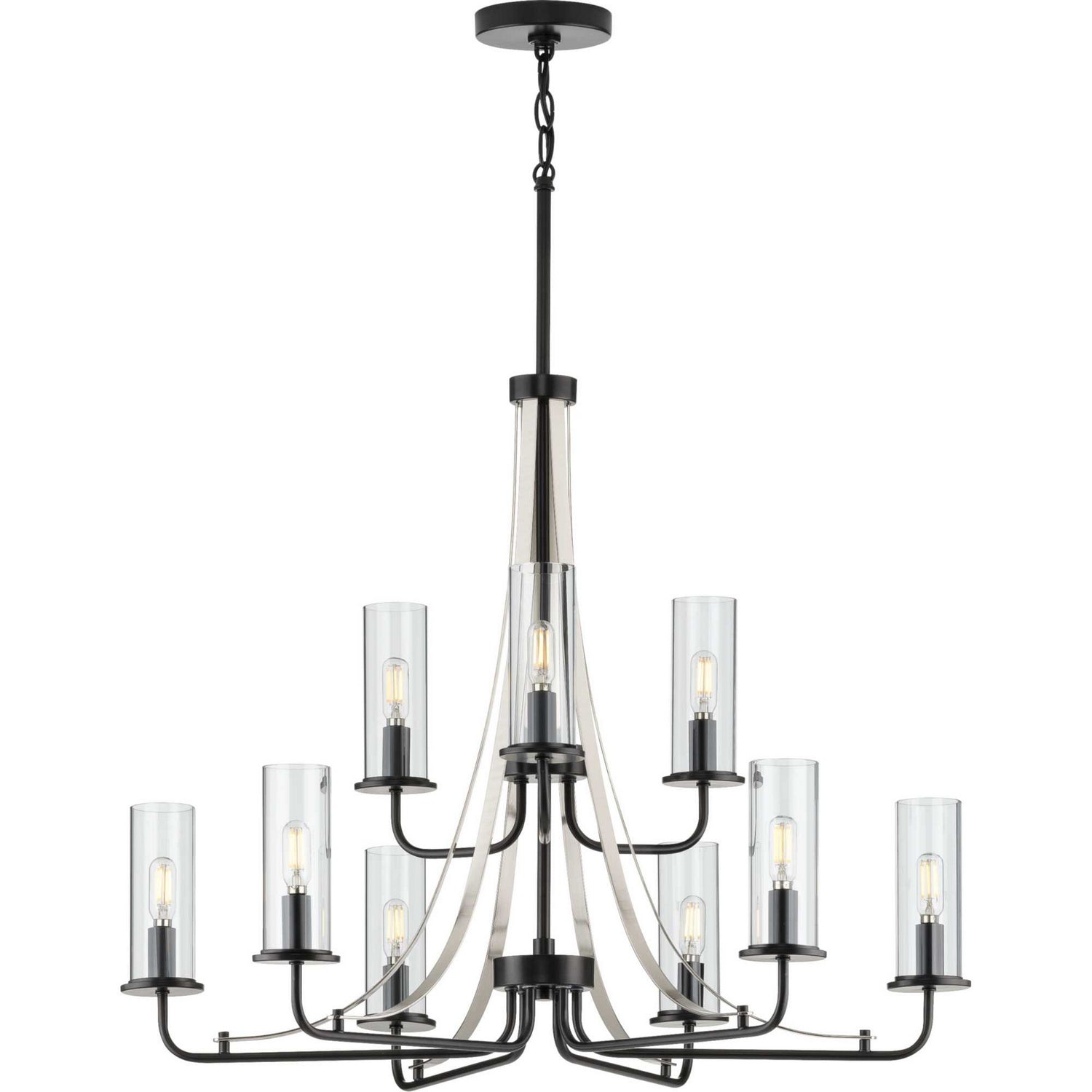 Progress Lighting - P400210-031 - Nine Light Chandelier - Riley - Black