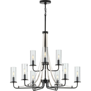 Progress Lighting - P400210-031 - Nine Light Chandelier - Riley - Black