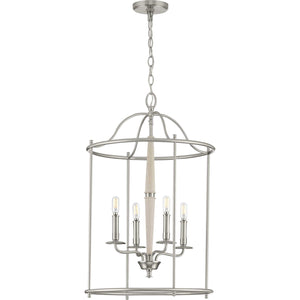 Progress Lighting - P500210-009 - Four Light Foyer Pendant - Durrell - Brushed Nickel