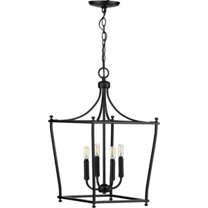 Progress Lighting - P500214-031 - Four Light Foyer Pendant - Parkhurst - Black