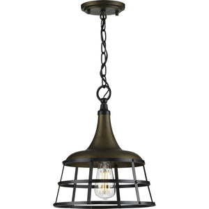 Progress Lighting - P500236-161 - One Light Pendant - Bastille - Aged Brass