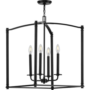 Progress Lighting - P500240-031 - Four Light Foyer Pendant - Winslett - Black