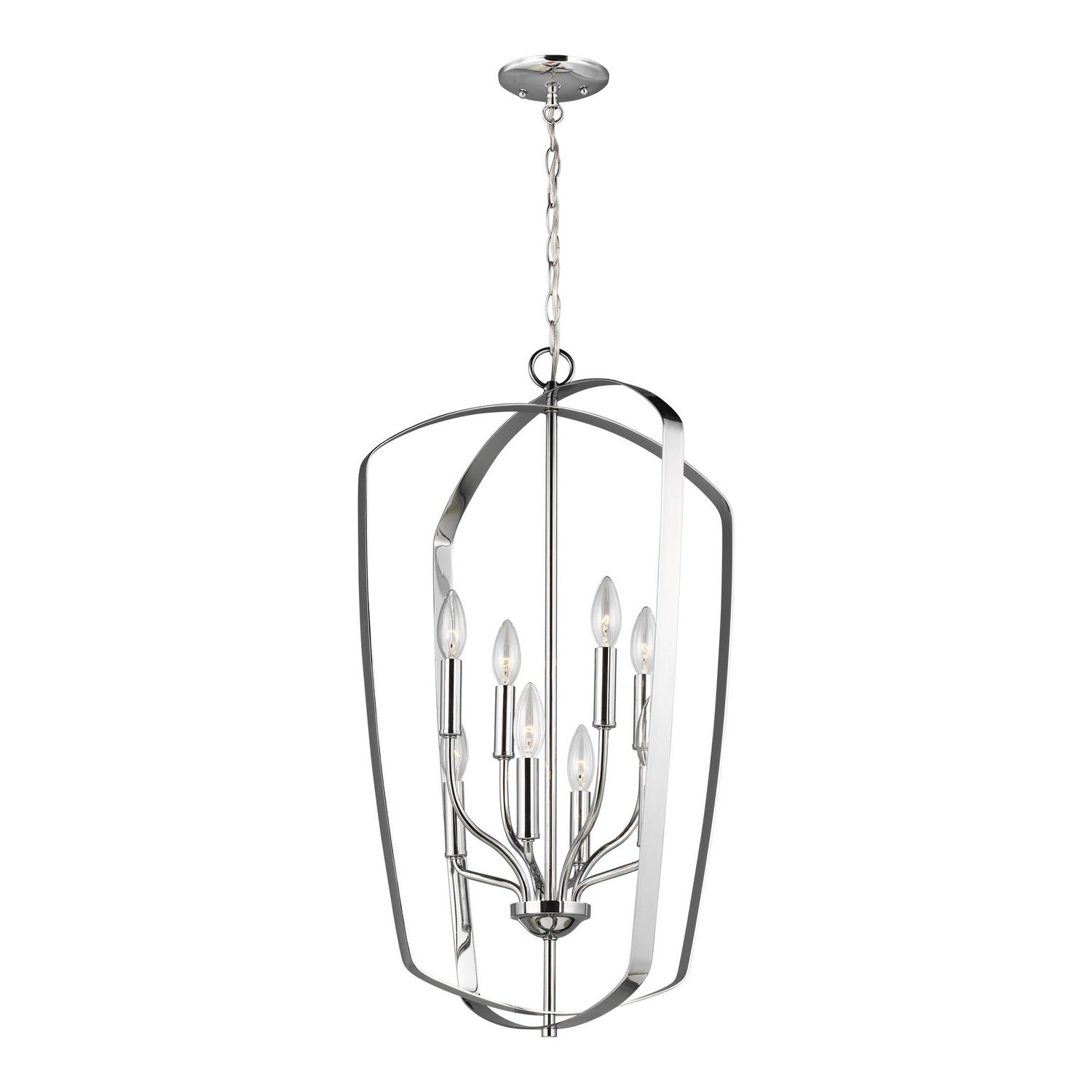 Generation Lighting. - 5134908-05 - Eight Light Hall / Foyer Pendant - Romee - Chrome