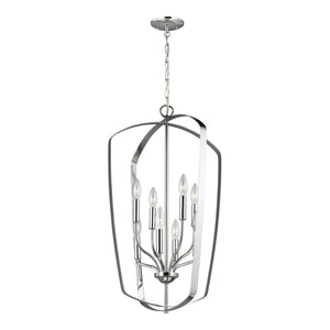 Generation Lighting. - 5134908-05 - Eight Light Hall / Foyer Pendant - Romee - Chrome