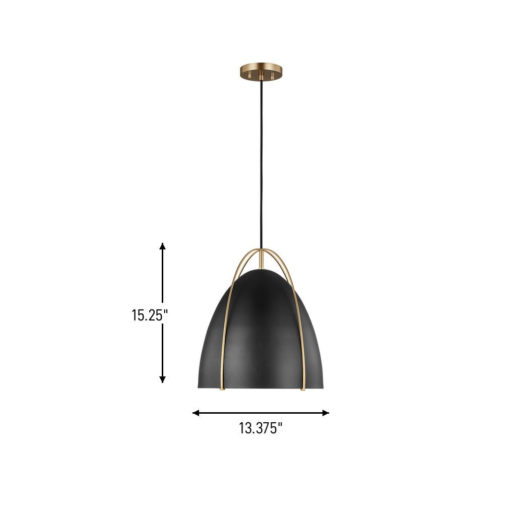 Visual Comfort Studio - 6551701-848 - One Light Pendant - Norman - Satin Brass