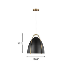 Visual Comfort Studio - 6551701-848 - One Light Pendant - Norman - Satin Brass