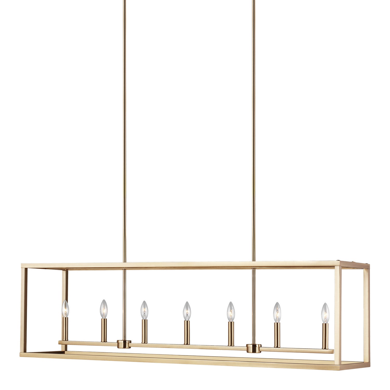 Generation Lighting. - 6634507-848 - Seven Light Island Pendant - Moffet Street - Satin Brass