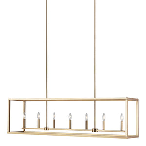 Generation Lighting. - 6634507-848 - Seven Light Island Pendant - Moffet Street - Satin Brass