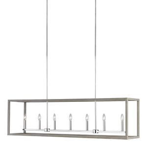 Generation Lighting. - 6634507-872 - Seven Light Island Pendant - Moffet Street - Washed Pine