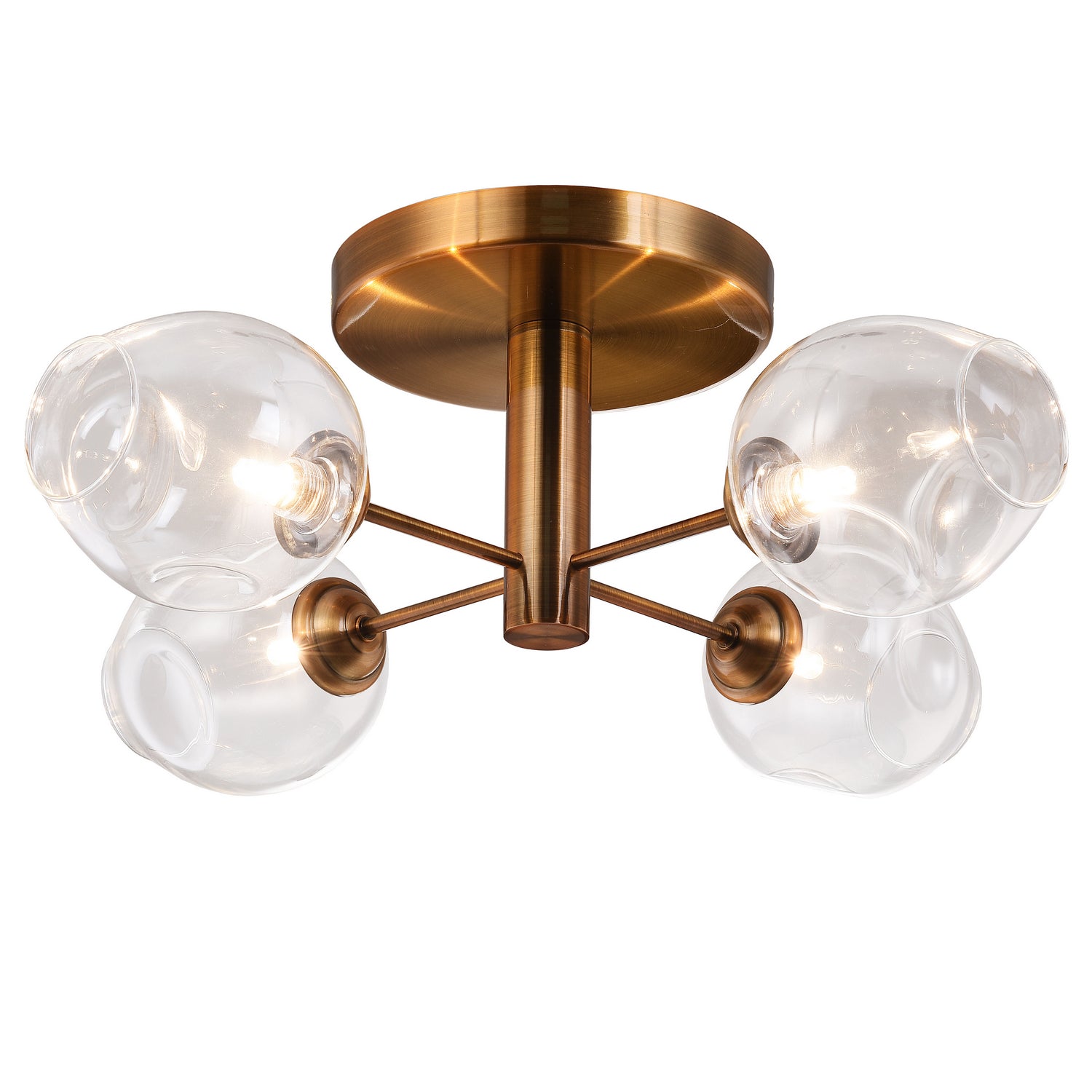 Dainolite Ltd - ABI-204SF-VB-CLR - Four Light Semi Flush Mount - Abii - Vintage Bronze