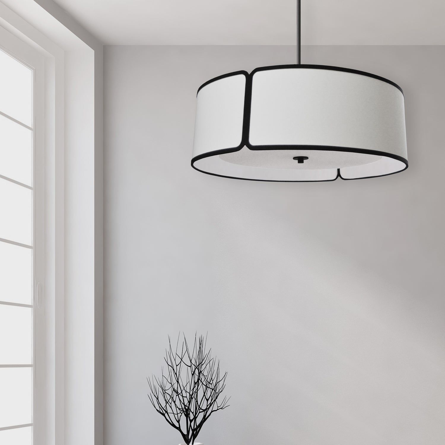 Dainolite Ltd - NDR-243P-BK-WH - Four Light Pendant - Notched Drum - White