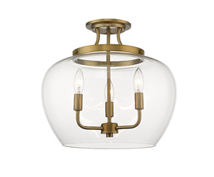 Z-Lite - 473SF-OBR - Three Light Semi Flush Mount - Joliet - Olde Brass