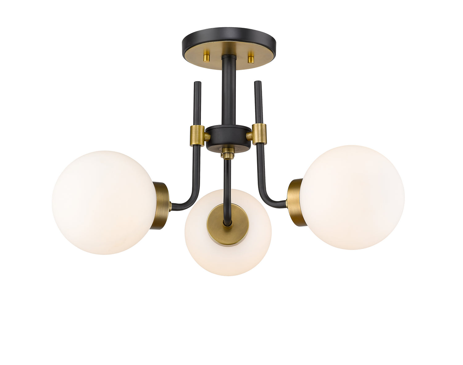 Z-Lite - 477-3SF-MB-OBR - Three Light Semi Flush Mount - Parsons - Matte Black / Olde Brass