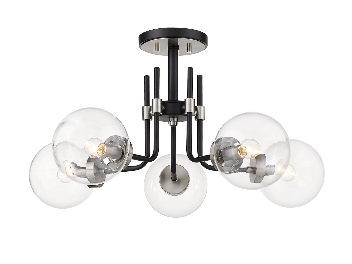 Z-Lite - 477-5SF-MB-BN - Five Light Semi Flush Mount - Parsons - Matte Black + Brushed Nickel