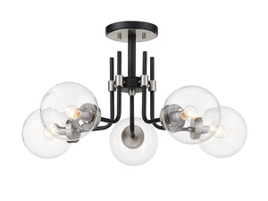 Z-Lite - 477-5SF-MB-BN - Five Light Semi Flush Mount - Parsons - Matte Black + Brushed Nickel