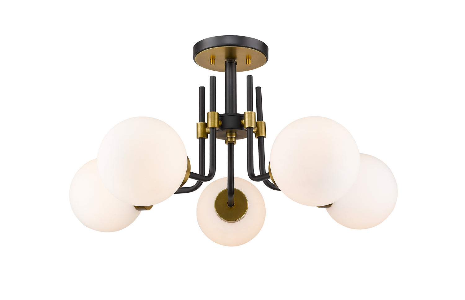 Z-Lite - 477-5SF-MB-OBR - Five Light Semi Flush Mount - Parsons - Matte Black + Olde Brass
