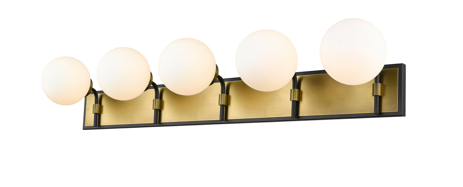 Z-Lite - 477-5V-MB-OBR - Five Light Vanity - Parsons - Matte Black / Olde Brass