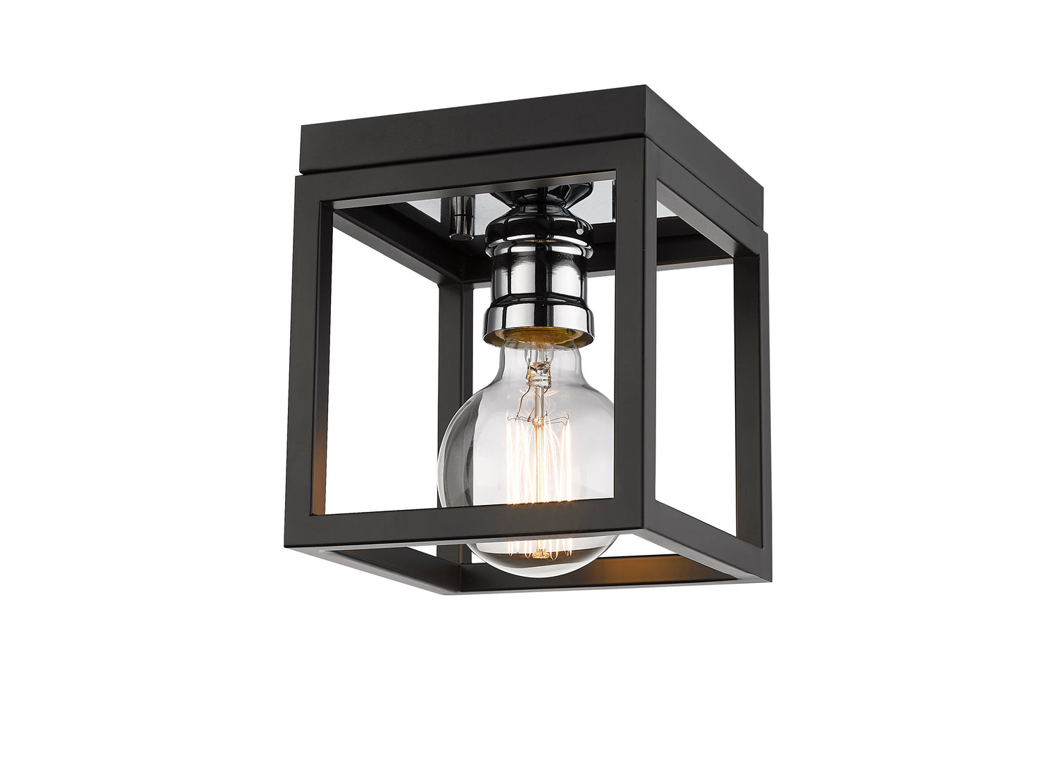 Z-Lite - 480F1-MB-CH - One Light Flush Mount - Kube - Matte Black / Chrome